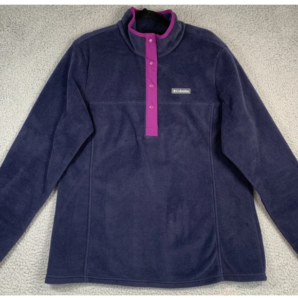 Columbia PFG 1/2 Snap Jacket Women's Large Pile Fleece Pullover Sweater - Picture 2 of 2